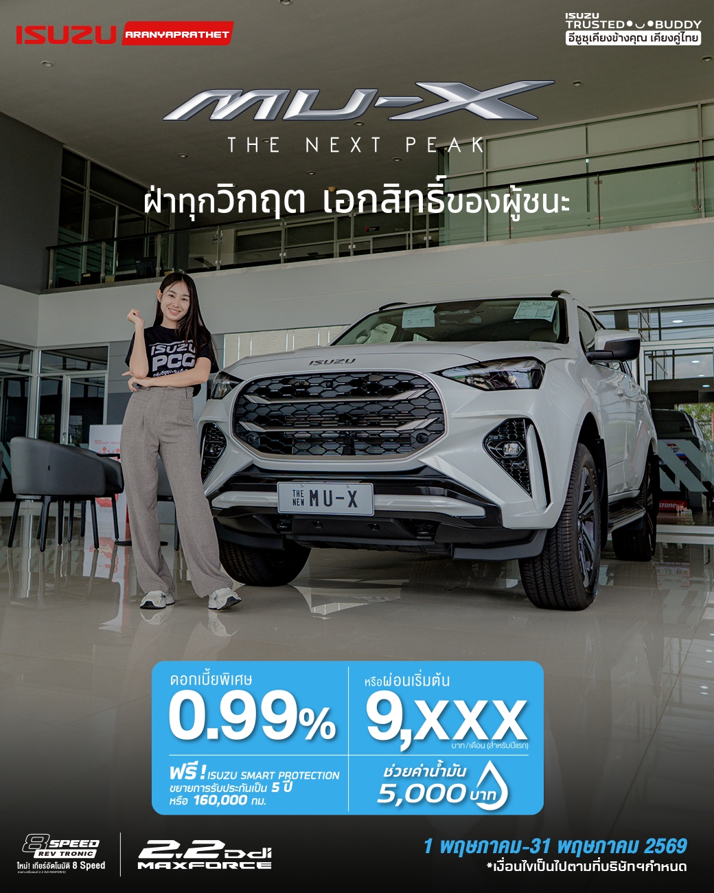 MU-X “THE NEXT PEAK” รุ่น ULTIMATE ดอกเบี้ยพิเศษ 1.49%